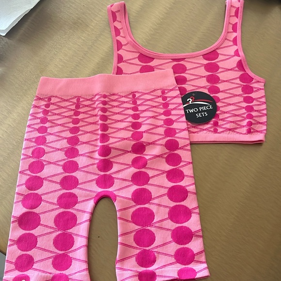 Tops - NWT Pink Polka Dot Short And Top Set